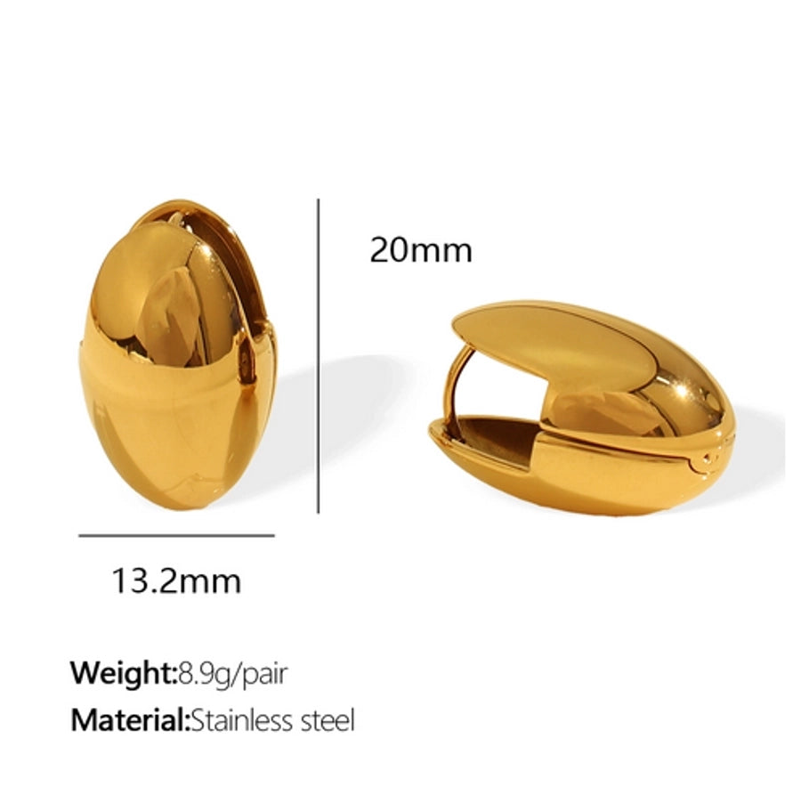 1 Pair Vintage Style French Style Oval Polishing Plating 304 Stainless Steel 18K Gold Plated Earrings