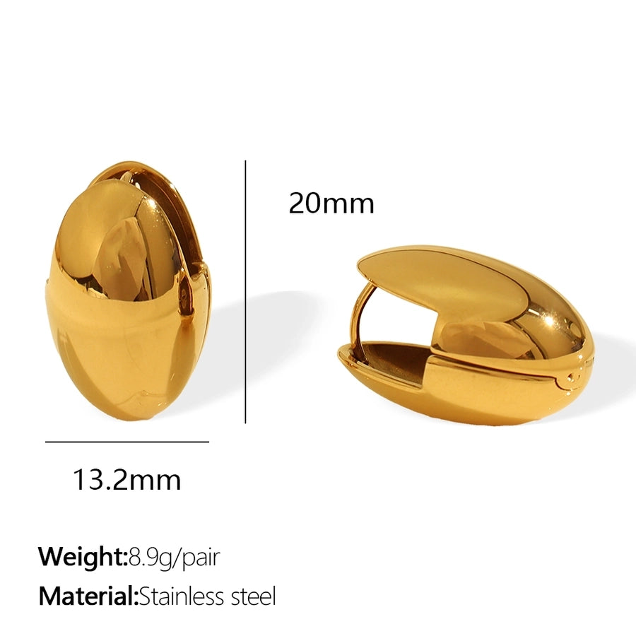 1 Pair Vintage Style French Style Oval Polishing Plating 304 Stainless Steel 18K Gold Plated Earrings