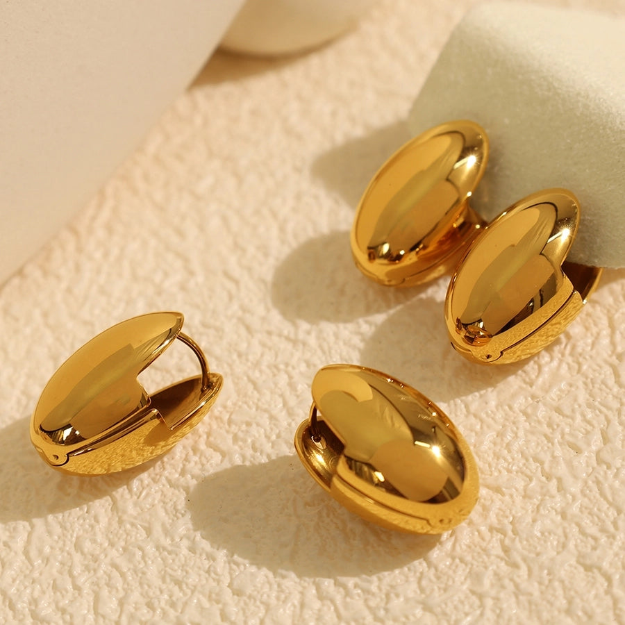 1 Pair Vintage Style French Style Oval Polishing Plating 304 Stainless Steel 18K Gold Plated Earrings