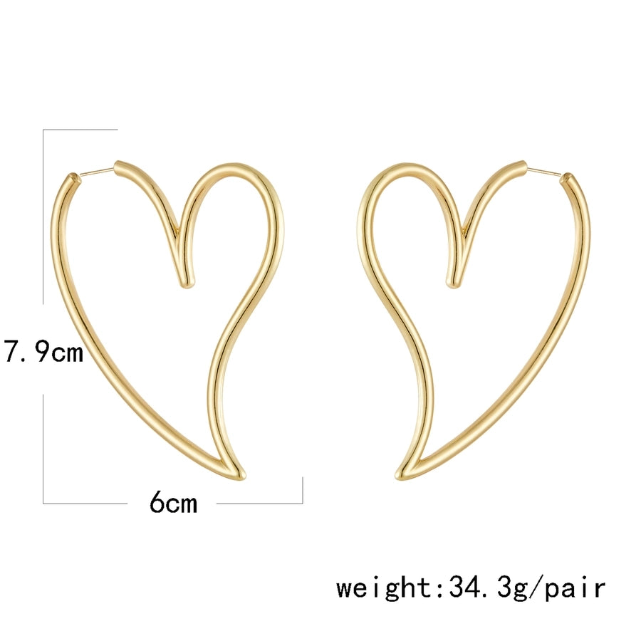 Exaggerated Simple Style Heart Shape Alloy Women's Earrings