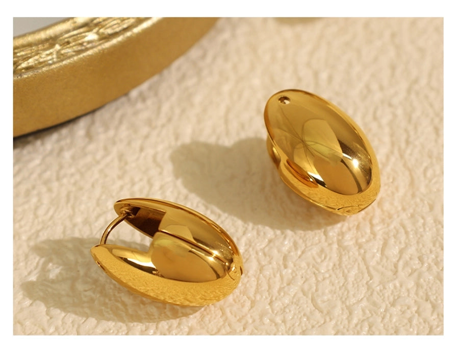 1 Pair Vintage Style French Style Oval Polishing Plating 304 Stainless Steel 18K Gold Plated Earrings