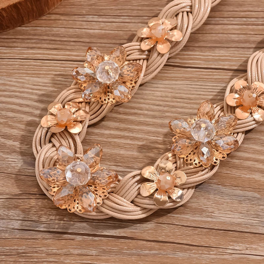 Exaggerated Flower Rhinestones Alloy Choker