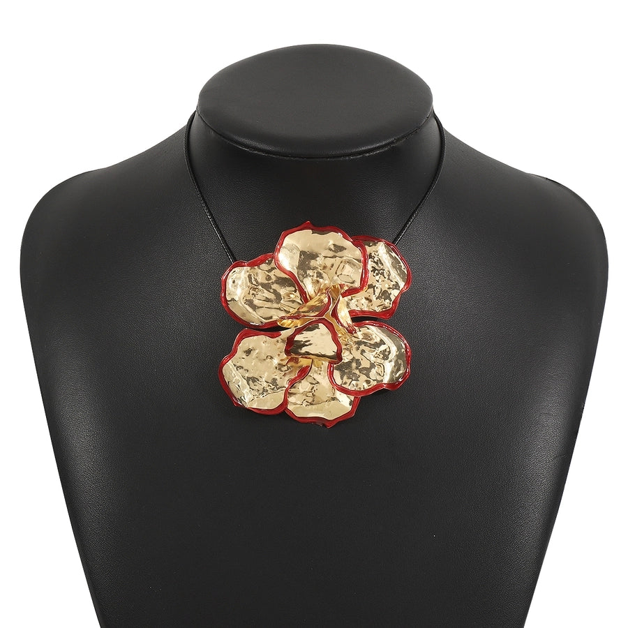 Retro Exaggerated Flower Metal Enamel Women's Earrings Necklace