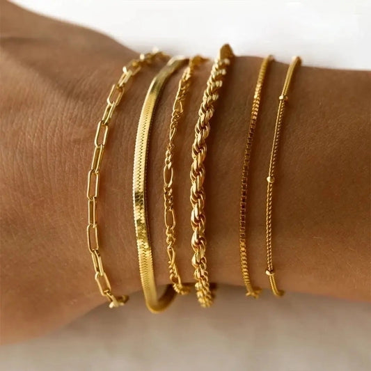 Casual Geometric 304 Stainless Steel 16K Gold Plated White Gold Plated Gold Plated Bracelets In Bulk