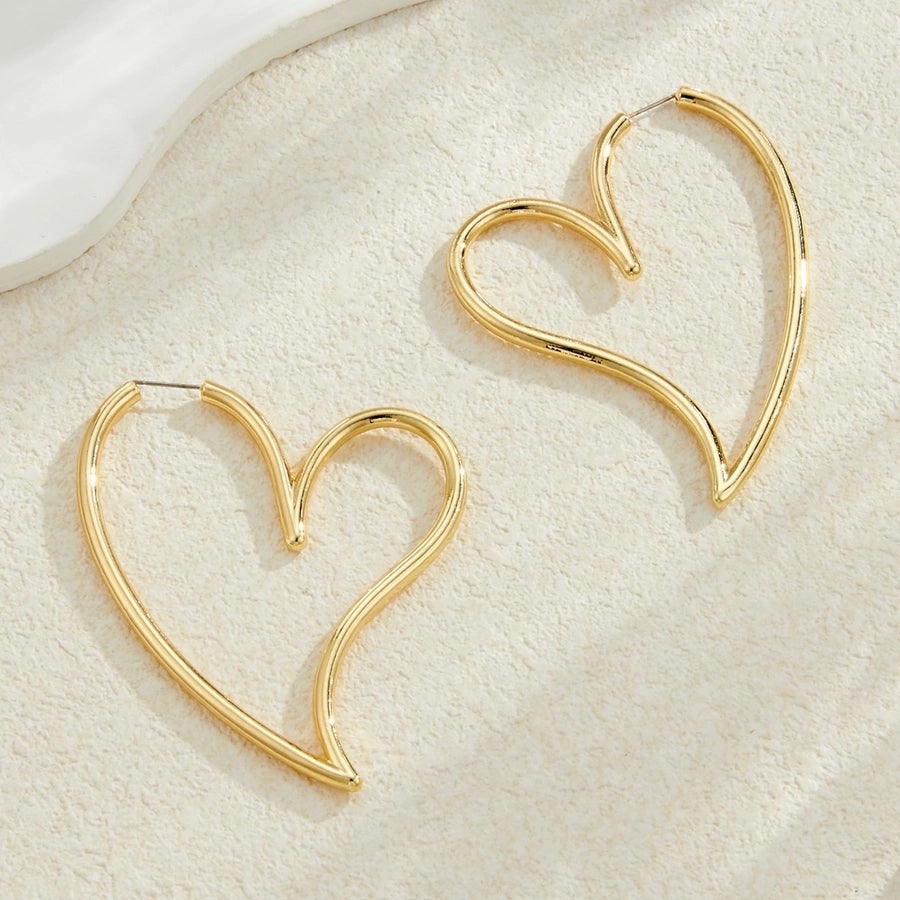 Exaggerated Simple Style Heart Shape Alloy Women's Earrings