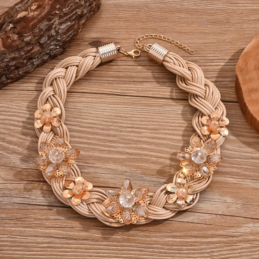 Exaggerated Flower Rhinestones Alloy Choker