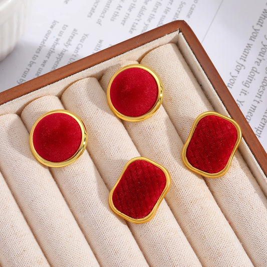 1 Pair Vintage Style Classic Style Geometric Inlay Alloy Fabric Ear Studs