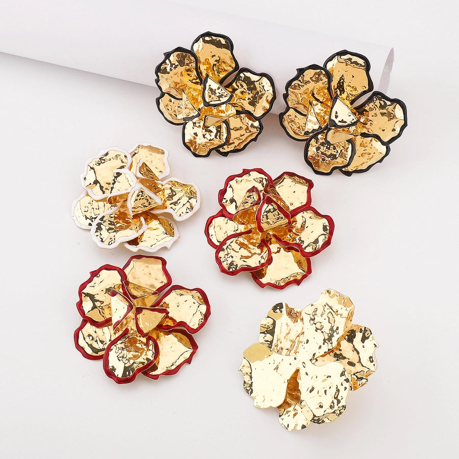 Retro Exaggerated Flower Metal Enamel Women's Earrings Necklace