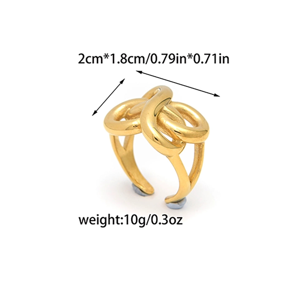 Jewelry Hip-Hop Simple Style Commute Lines 304 Stainless Steel 14K Gold Plated Plating Hollow Out Rings