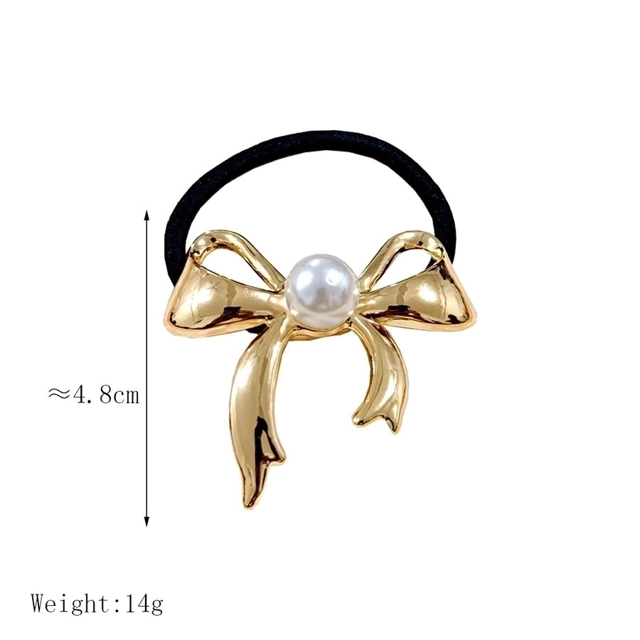 Women's IG Style Basic Sweet Red Heart Flower Bow Knot Alloy Three-dimensional Imitation Pearl Hair Tie