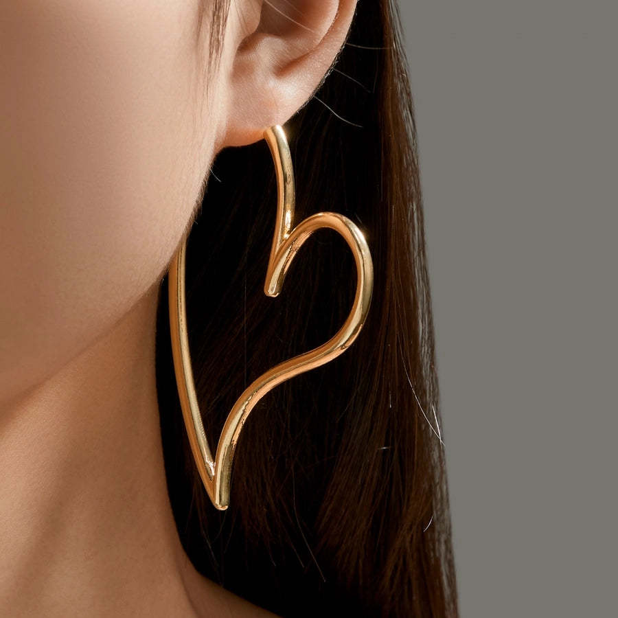 Exaggerated Simple Style Heart Shape Alloy Women's Earrings