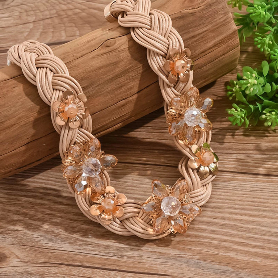 Exaggerated Flower Rhinestones Alloy Choker