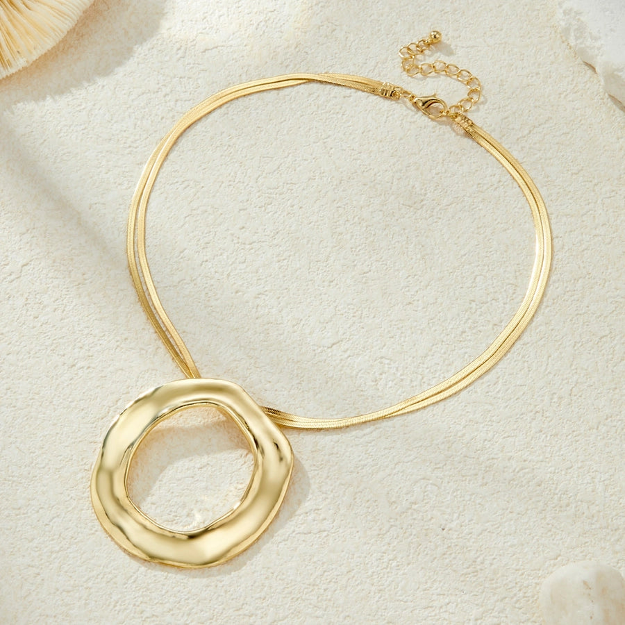 Exaggerated Simple Style Circle Alloy snake chain Layered Necklaces